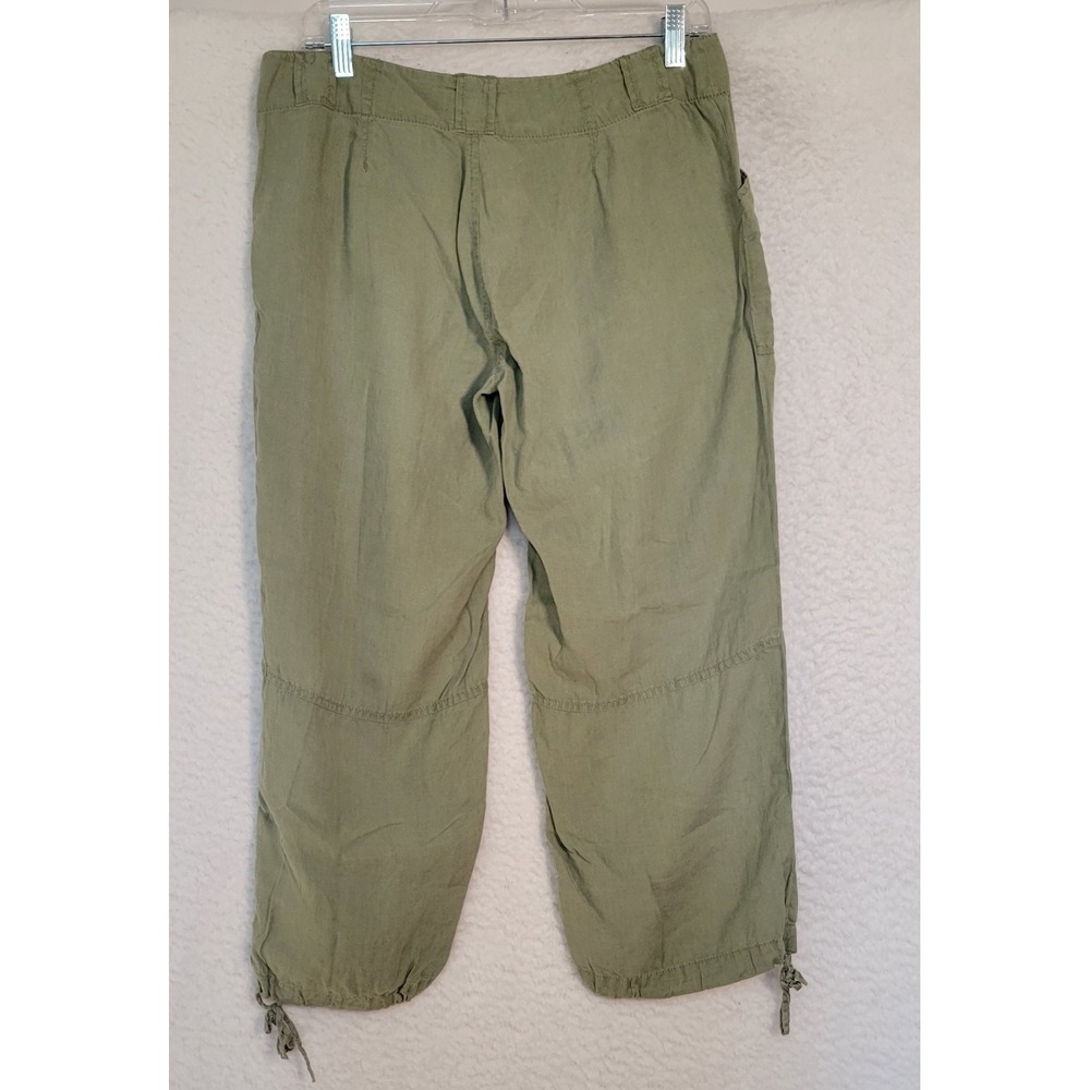 Banana Republic‎ Linen Capris Size 6 Women's Olive Green Drawstring Leg 0825 - Picture 2 of 6